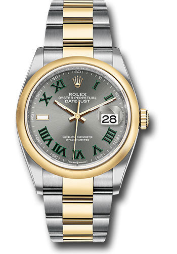 Rolex Stainless Steel And Yellow Gold Datejust - 36 MM - Oyster Bracelet - Domed Bezel - Wimbledon Dial - 126203 slgro