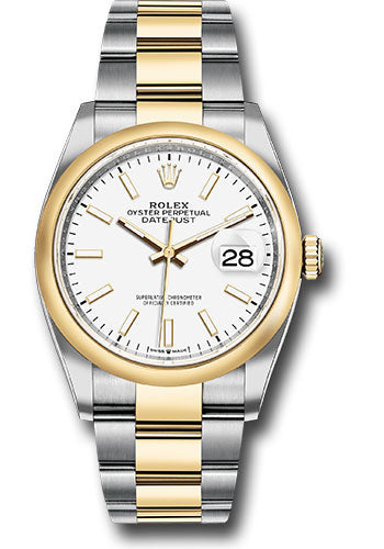 Rolex Stainless Steel And Yellow Gold Datejust - 36 MM - Oyster Bracelet - Domed Bezel - White Index Dial - 126203 wio