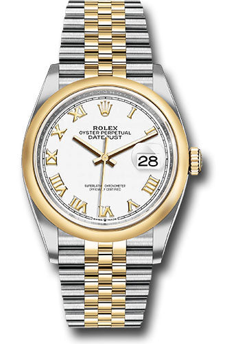 Rolex Stainless Steel And Yellow Gold Datejust - 36 MM - Jubilee Bracelet - Domed Bezel - White Roman Dial - 126203 wrj