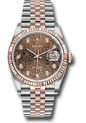 Rolex Stainless Steel And Pink Gold Datejust - 36 MM - Jubilee Bracelet - Fluted Bezel - Chocolate Jubilee Diamond Dial - 126231 chojdj