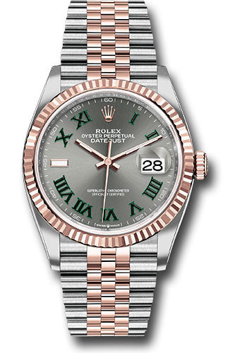 Rolex Stainless Steel And Pink Gold Datejust - 36 MM - Jubilee Bracelet - Fluted Bezel - Wimbledon Dial - 126231 slgrj