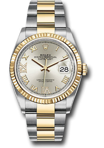 Rolex Stainless Steel And Yellow Gold Datejust - 36 MM - Oyster Bracelet - Fluted Bezel -Silver Roman Dial- 126233 sdr69o