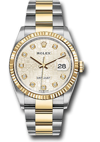 Rolex Stainless Steel And Yellow Gold Datejust - 36 MM - Oyster Bracelet - Fluted Bezel - Silver Jubilee Diamond Dial - 126233 sjdo