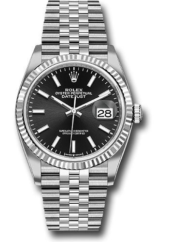 Rolex Stainless Steel And White Gold Datejust - 36 MM - Jubilee Bracelet - Fluted Bezel - Black Index Dial - 126234 bkij