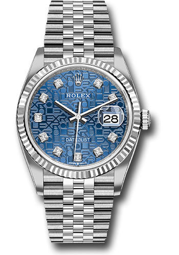 Rolex Stainless Steel And White Gold Datejust - 36 MM - Jubilee Bracelet - Fluted Bezel - Blue Jubilee Diamond Dial - 126234 bljdj