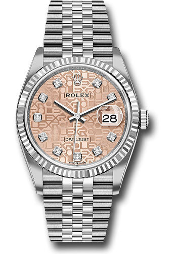 Rolex Stainless Steel And White Gold Datejust - 36 MM - Jubilee Bracelet - Fluted Bezel - Pink Jubilee Diamond Dial - 126234 pjdj