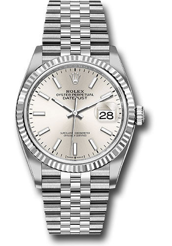 Rolex Stainless Steel And White Gold Datejust - 36 MM - Jubilee Bracelet - Fluted Bezel - Silver Dial - 126234 sij