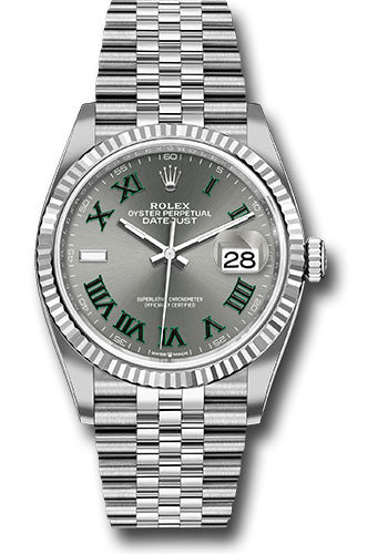 Rolex Stainless Steel And White Gold Datejust - 36 MM - Jubilee Bracelet - Fluted Bezel - Wimbledon Dial - 126234 slgrj