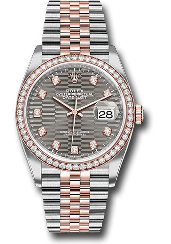 Rolex Stainless Steel And Pink Gold Datejust - 36 MM - Jubilee Bracelet - Diamond Bezel - Silver Fluted Motif Diamond Dial - 126281rbr slflmdj