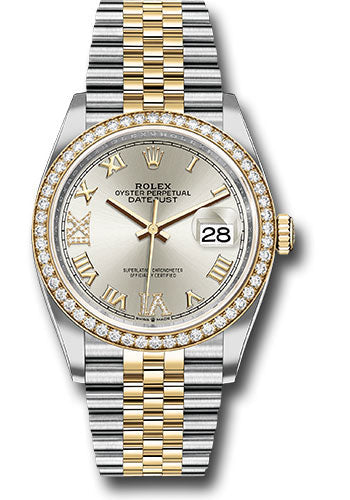 Rolex Stainless Steel And Yellow Gold Datejust - 36 MM - Jubilee Bracelet - Diamond Bezel - Silver Roman Dial - 126283RBR sdr69j