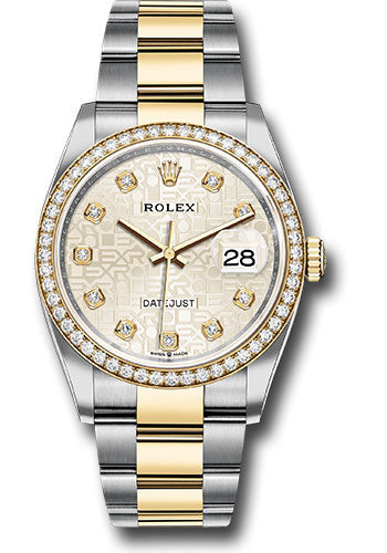 Rolex Stainless Steel And Yellow Gold Datejust - 36 MM - Oyster Bracelet - Diamond Bezel - Silver Jubilee Diamond Dial - 126283RBR sjdo