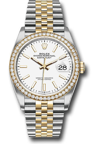 Rolex Stainless Steel And Yellow Gold Datejust - 36 MM - Jubilee Bracelet - Diamond Bezel - White Index Dial - 126283RBR wij