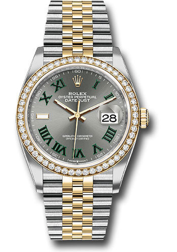 Rolex Stainless Steel And Yellow Gold Datejust - 36 MM - Jubilee Bracelet - Diamond Bezel - Wimbledon Dial - 126283rbr slgrj