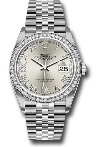 Rolex Stainless Steel And White Gold Datejust - 36 MM - Jubilee Bracelet - Diamond Bezel - Silver Diamond Roman Dial - 126284RBR sdr69j