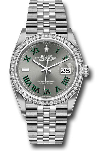 Rolex Stainless Steel And White Gold Datejust - 36 MM - Jubilee Bracelet - Diamond Bezel - Wimbledon Roman Dial - 126284rbr slgrj