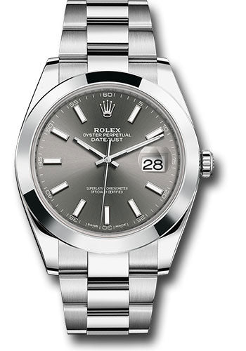 Rolex Stainless Steel Datejust 41 Date Watch - 41 MM - Oyster Bracelet - Smooth Bezel - Dark Rhodium Dial -  126300 dkrio