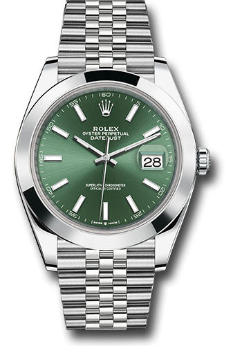 Rolex Stainless Steel Datejust 41 Date Watch - 41 MM - Jubilee Bracelet - Smooth Bezel - Mint Green Dial - 126300 mgij