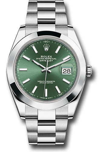 Rolex Stainless Steel Datejust 41 Date Watch - 41 MM - Oyster Bracelet - Smooth Bezel - Mint Green Dial - 126300 mgio