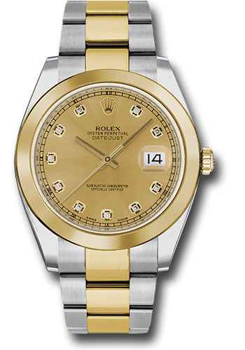 Rolex Stainless Steel and Yellow Gold Datejust 41 Date Watch - 41 MM - Oyster Bracelet - Smooth Bezel -  Champagne Diamond Dial - 126303 chdo