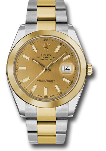 Rolex Stainless Steel and Yellow Gold Datejust 41 Date Watch - 41 MM - Oyster Bracelet - Smooth Bezel - Champagne Dial - 126303 chio