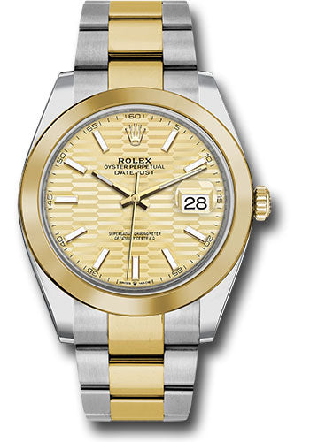 Rolex Stainless Steel and Yellow Gold Datejust 41 Date Watch - 41 MM - Oyster Bracelet - Smooth Bezel - Golden Fluted Dial - 126303 gflmio