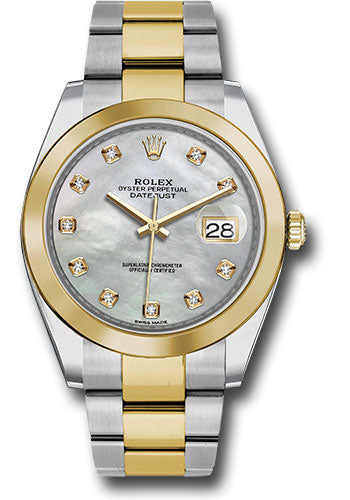 Rolex Stainless Steel and Yellow Gold Datejust 41 Date Watch - 41 MM - Oyster Bracelet - Smooth Bezel - Mother Of Pearl Diamond Dial - 126303 mdo