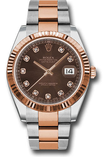 Rolex Stainless Steel and Pink Gold Datejust 41 Date Watch - 41 MM - Oyster Bracelet - Fluted Bezel - Chocolate Diamond Dial - 126331 chodo