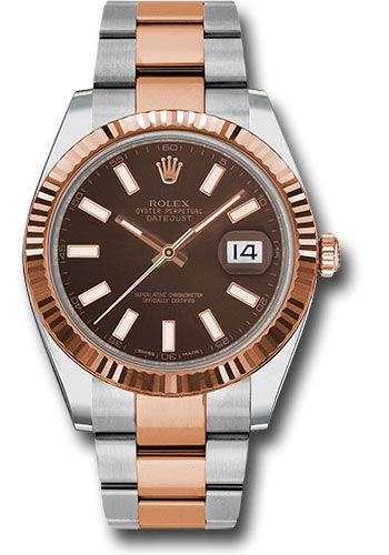 Rolex Stainless Steel and Pink Gold Datejust 41 Date Watch - 41 MM - Oyster Bracelet - Fluted Bezel - Chocolate Index Dial - 126331 choio