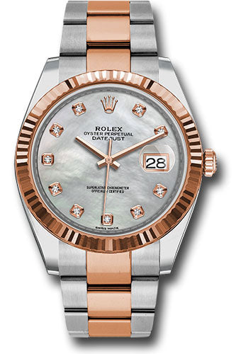 Rolex Stainless Steel and Pink Gold Datejust 41 Date Watch - 41 MM - Oyster Bracelet - Fluted Bezel - Mother of Pearl Dial - 126331 mdo