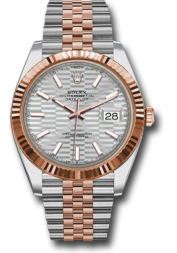 Rolex Stainless Steel and Pink Gold Datejust 41 Date Watch - 41 MM - Jubilee Bracelet - Fluted Bezel - Silver Fluted Dial - 126331 sflmij