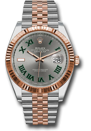 Rolex Stainless Steel and Pink Gold Datejust 41 Date Watch - 41 MM - Jubilee Bracelet - Fluted Bezel - Wimbledon Dial - 126331 slgrj