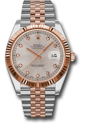 Rolex Stainless Steel and Pink Gold Datejust 41 Date Watch - 41 MM - Jubilee Bracelet - Fluted Bezel - Sundust Diamond Dial - 126331 sudj