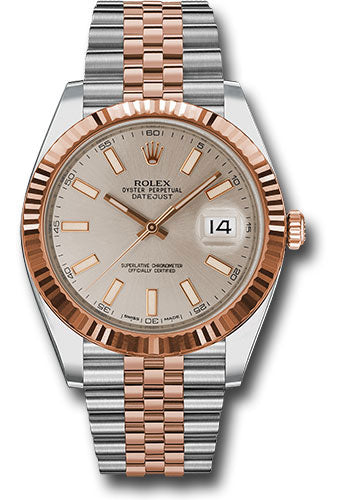 Rolex Stainless Steel and Pink Gold Datejust 41 Date Watch - 41 MM - Jubilee Bracelet - Fluted Bezel - Sundust Index Dial - 126301 suij