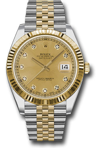 Rolex Stainless Steel and Yellow Gold Datejust 41 Date Watch - 41 MM - Jubilee Bracelet - Fluted Bezel - Champagne Diamond Dial - 126333 chdj