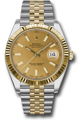 Rolex Stainless Steel and Yellow Gold Datejust 41 Date Watch - 41 MM - Jubilee Bracelet - Fluted Bezel - Champagne Dial - 126333 chij