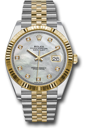 Rolex Stainless Steel and Yellow Gold Datejust 41 Date Watch - 41 MM - Jubilee Bracelet - Fluted Bezel - Mother Of Pearl Diamond Dial - 126333 mdj