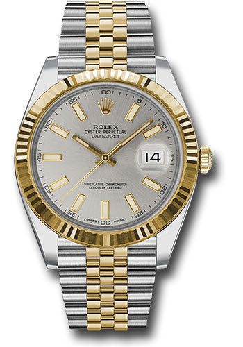 Rolex Stainless Steel and Yellow Gold Datejust 41 Date Watch - 41 MM - Jubilee Bracelet - Fluted Bezel - Silver Dial - 126333 sij