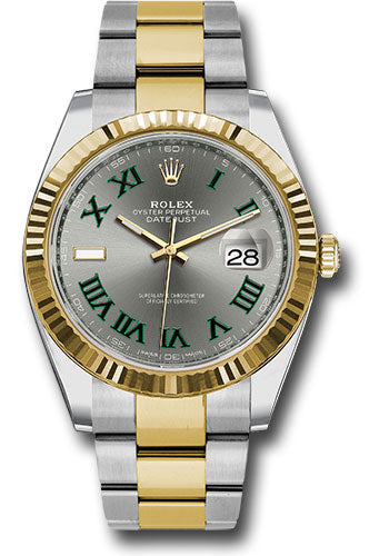 Rolex Stainless Steel and Yellow Gold Datejust 41 Date Watch - 41 MM - Oyster Bracelet - Fluted Bezel - Wimbledon Dial - 126333 slgro