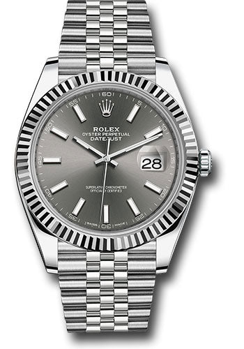 Rolex Stainless Steel and White Gold Datejust 41 Date Watch - 41 MM - Jubilee Bracelet - Fluted Bezel - Dark Rhodium Dial - 126334 dkrij