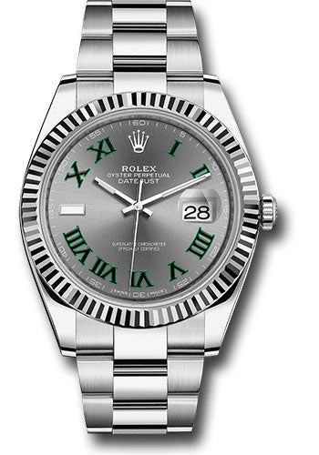 Rolex Stainless Steel and White Gold Datejust 41 Date Watch - 41 MM - Oyster Bracelet - Fluted Bezel - Wimbledon Dial - 126334 slgro