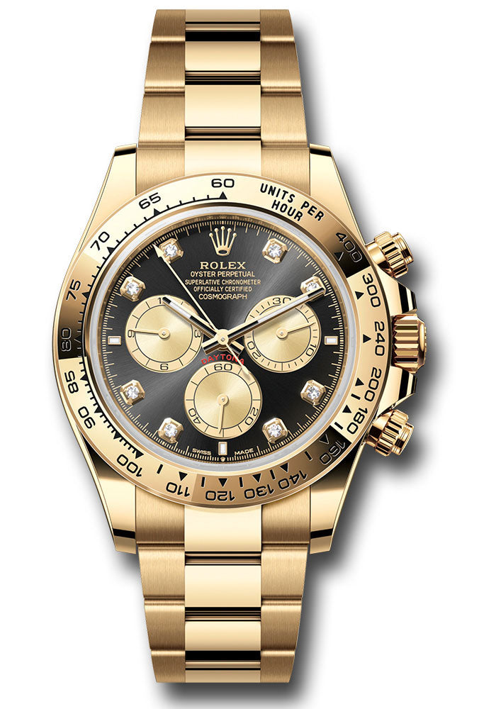 Rolex Yellow Gold Cosmograph Daytona Watch - 40 MM - Oyster Bracelet - Yellow Gold Bezel - Black And Golden Diamond Dial - 126508 bkchdo