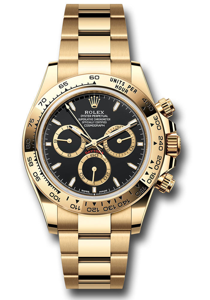 Rolex Yellow Gold Cosmograph Daytona Watch - 40 MM - Oyster Bracelet - Yellow Gold Bezel - Black Index Dial - 126508 bkio