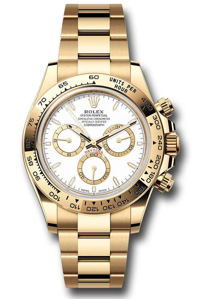 Rolex Yellow Gold Cosmograph Daytona Watch - 40 MM - Oyster Bracelet - Yellow Gold Bezel - White Index Dial - 126508 wio