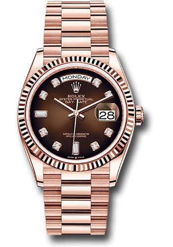 Rolex Presidential Everose Gold Day-Date 36MM - President Bracelet Watch - Brown Ombre´ Diamond Dial - 128235 brodp