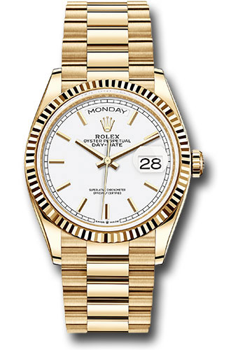 Rolex Day-Date - 36 MM - Yellow Gold - White Index Dial - 128238 wip