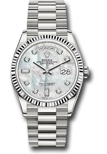 Rolex Presidential White Gold Day-Date 36MM - President Bracelet Watch - Mother-of-Pearl Diamond Dial - 128239 mdp