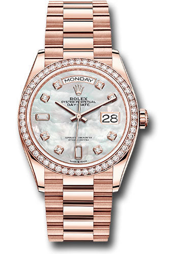 Rolex Presidential Everose Gold Day-Date 36MM - President Bracelet Watch - Mother-of-Pearl Diamond Dial - 128345RBR mdp