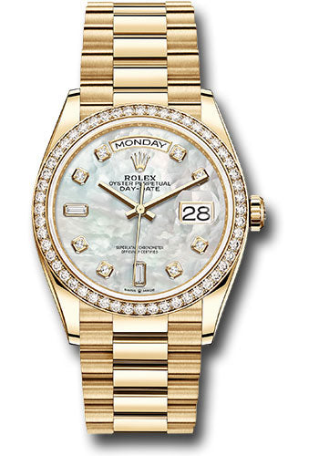 Rolex Presidential Yellow Gold Day-Date 36MM - President Bracelet Watch - Mother-of-Pearl Diamond Dial - 128348RBR mdp