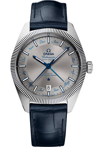 Omega Constellation Stainless Steel 41 MM - Blue Leather Strap - Grey Dial - 130.33.41.22.06.001