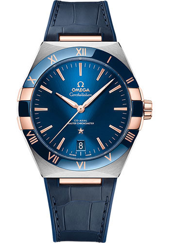 Omega Constellation Stainless Steel and Rose Gold 41 MM - Blue Leather Strap - Blue Dial - 131.23.41.21.03.001